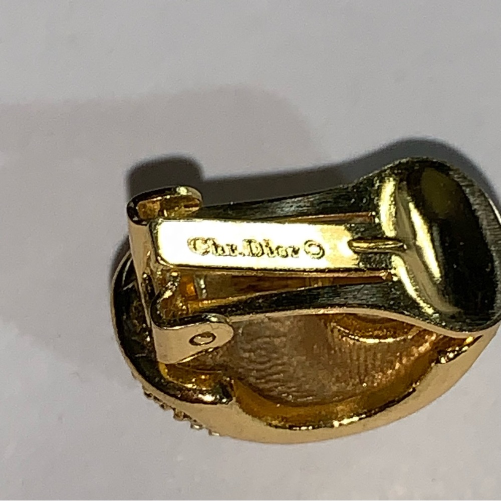 vintage CHRISTIAN DIOR clip back huggie EARRINGS w/Swarovski crystals - Picture 3 of 12